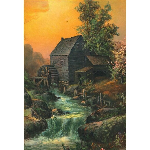Vintage Calendar Print "The Old Grist Mill" 6x8 - Picture 1 of 1